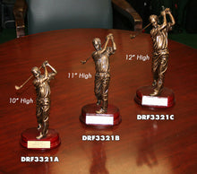 Load image into Gallery viewer, Cast Gold Plated Swing Statues on Mahogany Base