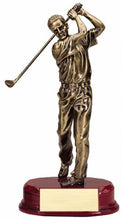 Load image into Gallery viewer, Cast Gold Plated Swing Statues on Mahogany Base