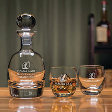 Load image into Gallery viewer, A decanter and 2 glasses with custom engraving