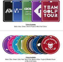Load image into Gallery viewer, Aluminum milled bag tags for charity golf tournament