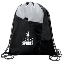 Load image into Gallery viewer, A black drawstring bag