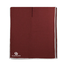Load image into Gallery viewer, a club glove burgundy towel with waffle texture with grey trim