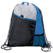 Load image into Gallery viewer, blank blue drawstring bag for a golf tournament