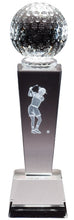 Load image into Gallery viewer, Crystal Swing Tower with Laser Swing Figure &amp; Golf Ball Top
