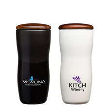 Load image into Gallery viewer, 12 oz. Double Wall Ceramic Tumbler w/ Wood Lid