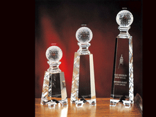 Load image into Gallery viewer, Optic Crystal Golf Ball Towers with Beveled Cut Edge

