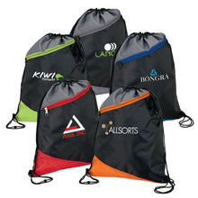 Load image into Gallery viewer, Sport Drawstring Backpack w/Zipper Pocket