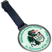 Load image into Gallery viewer, Round or Rectangle Metal Bag Tag with Domed Logo