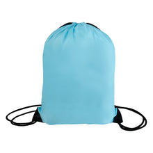Load image into Gallery viewer, Light blue drawstring bag on a white background
