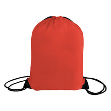 Load image into Gallery viewer, Red drawstring bag with black straps on a white background
