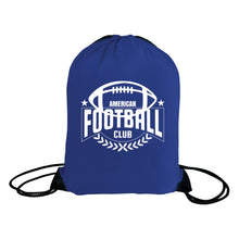 Load image into Gallery viewer, Blue drawstring bag with &#39;American Football Club&#39; text and logo on a white background
