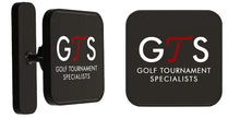 Load image into Gallery viewer, Two black square signs with 'GTS Golf Tournament Specialists' logo on a white background
