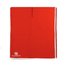 Load image into Gallery viewer, a club glove red towel with waffle texture and white trim
