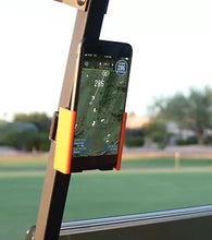 Load image into Gallery viewer, Image of the golf cart phone caddy from the front using a gps application
