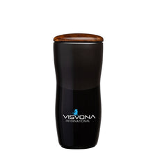 Load image into Gallery viewer, 12 oz. Double Wall Ceramic Tumbler w/ Wood Lid
