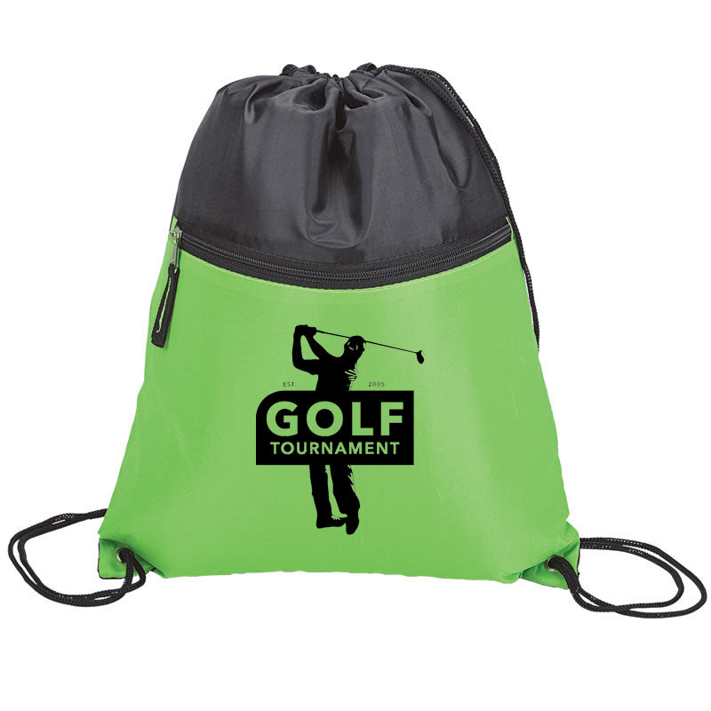 Drawstring Backpack with Front Zipper Pocket – Golf Tournament Specialists