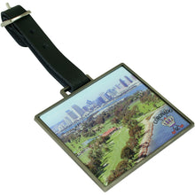 Load image into Gallery viewer, Round or Rectangle Metal Bag Tag with Domed Logo
